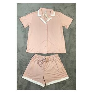 HiMONE Women's Pink Pajama Set Size L Short Sleeve